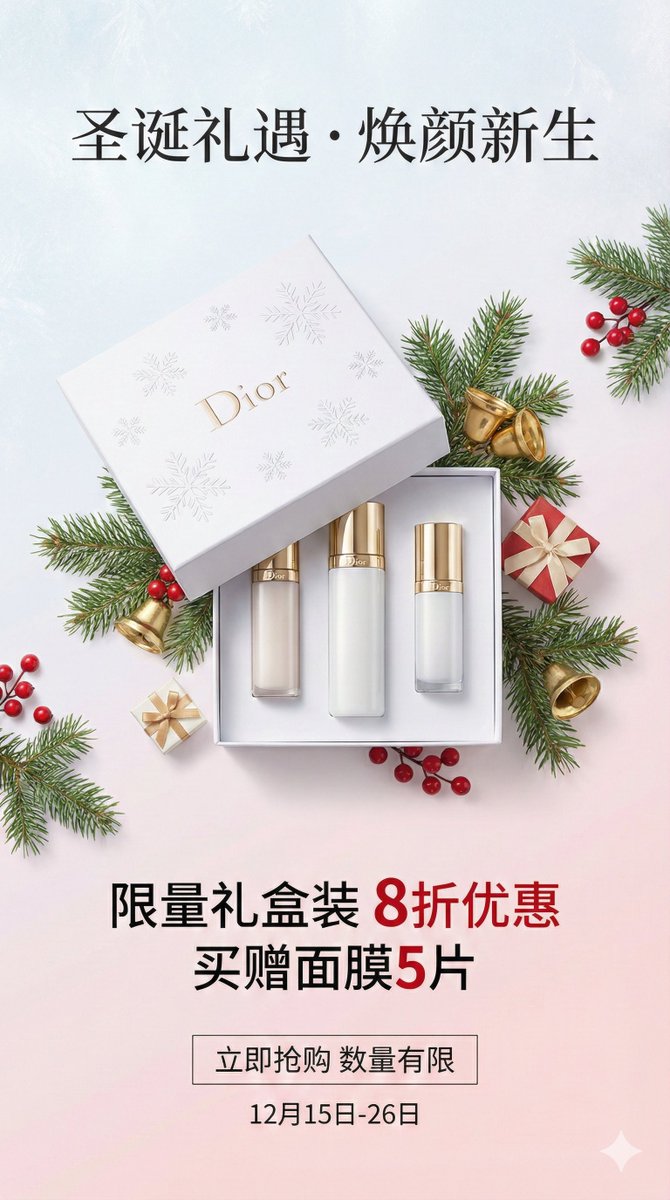 E-commerce Main Image - Christmas Skincare Set Promotion Card — output 1
