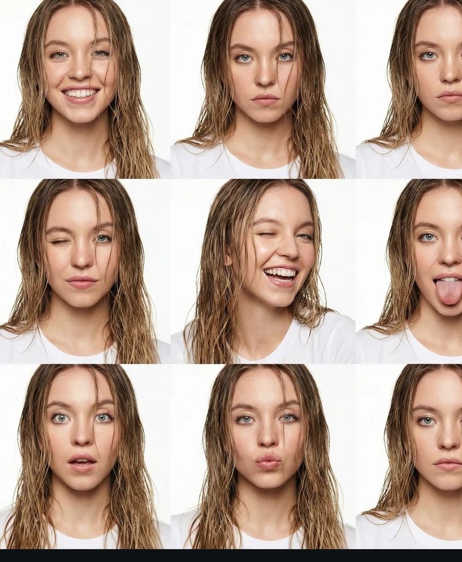 3x3 High-Fashion Wet Hair Editorial Grid with Identity Lock — output 1