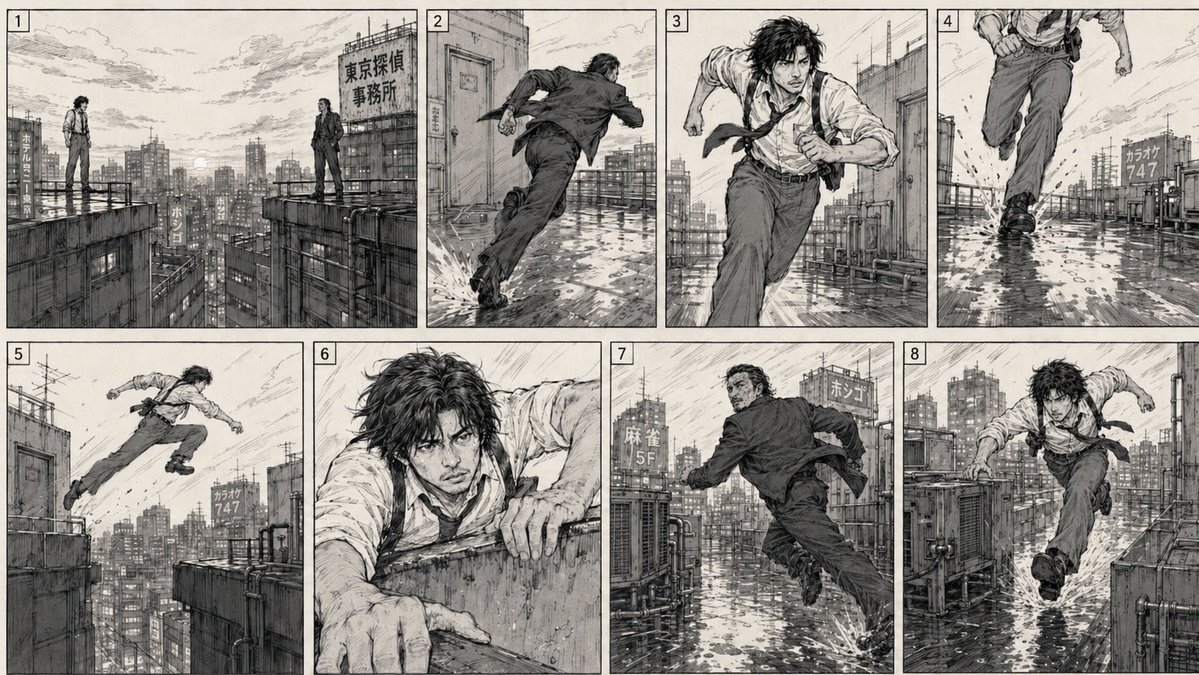 Comic / Storyboard - Action Chase 2D Storyboard — output 1