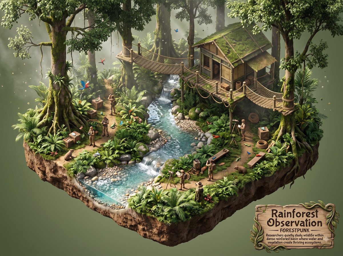 Social Media Post - Rainforest Wildlife Observation Station Miniature World — output 1