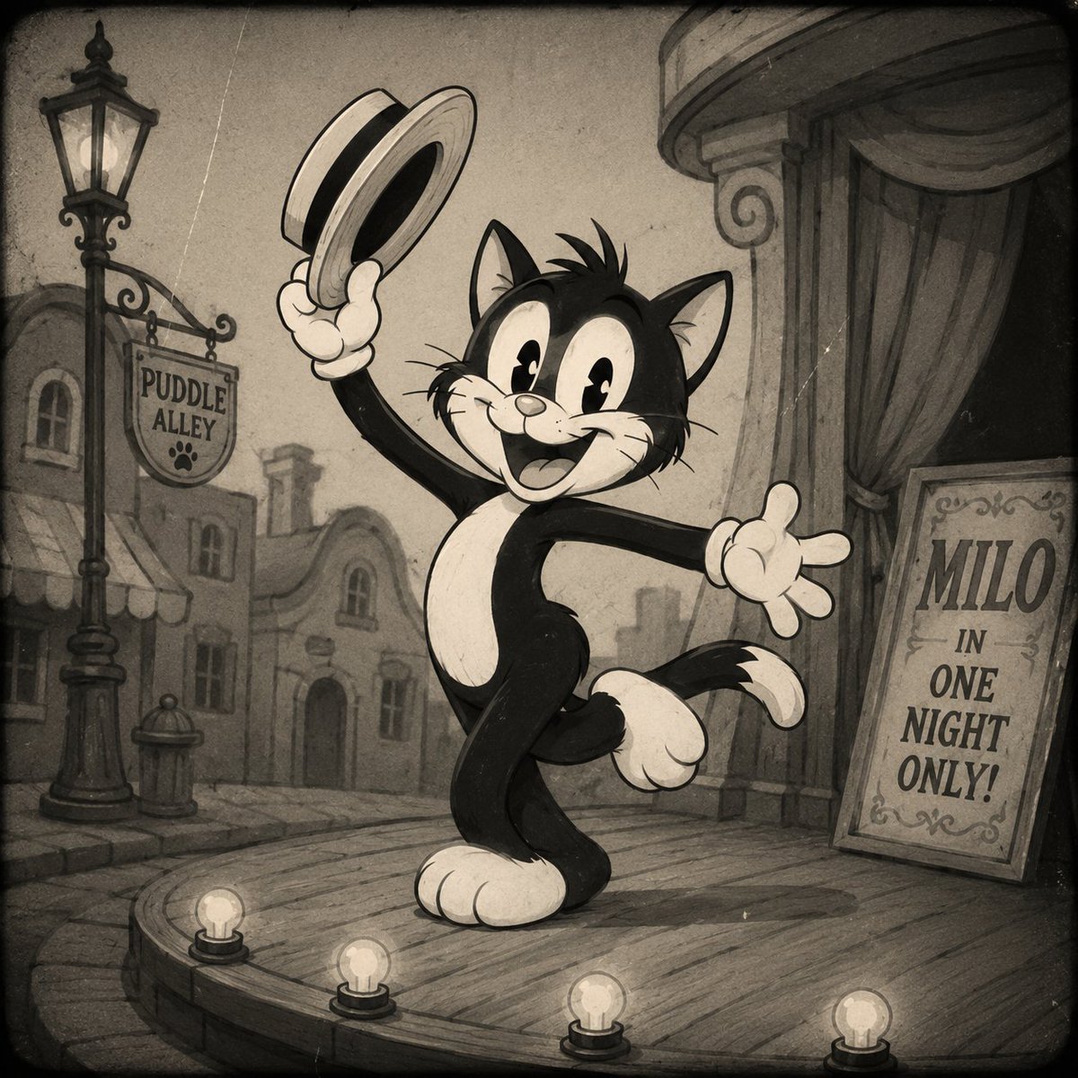 Comic / Storyboard - Vintage Rubber-Hose Cat Vaudeville — output 1