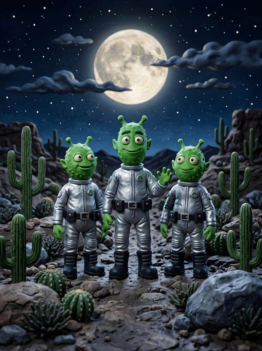 Comic / Storyboard - Claymation Aliens Desert Landscape — output 1