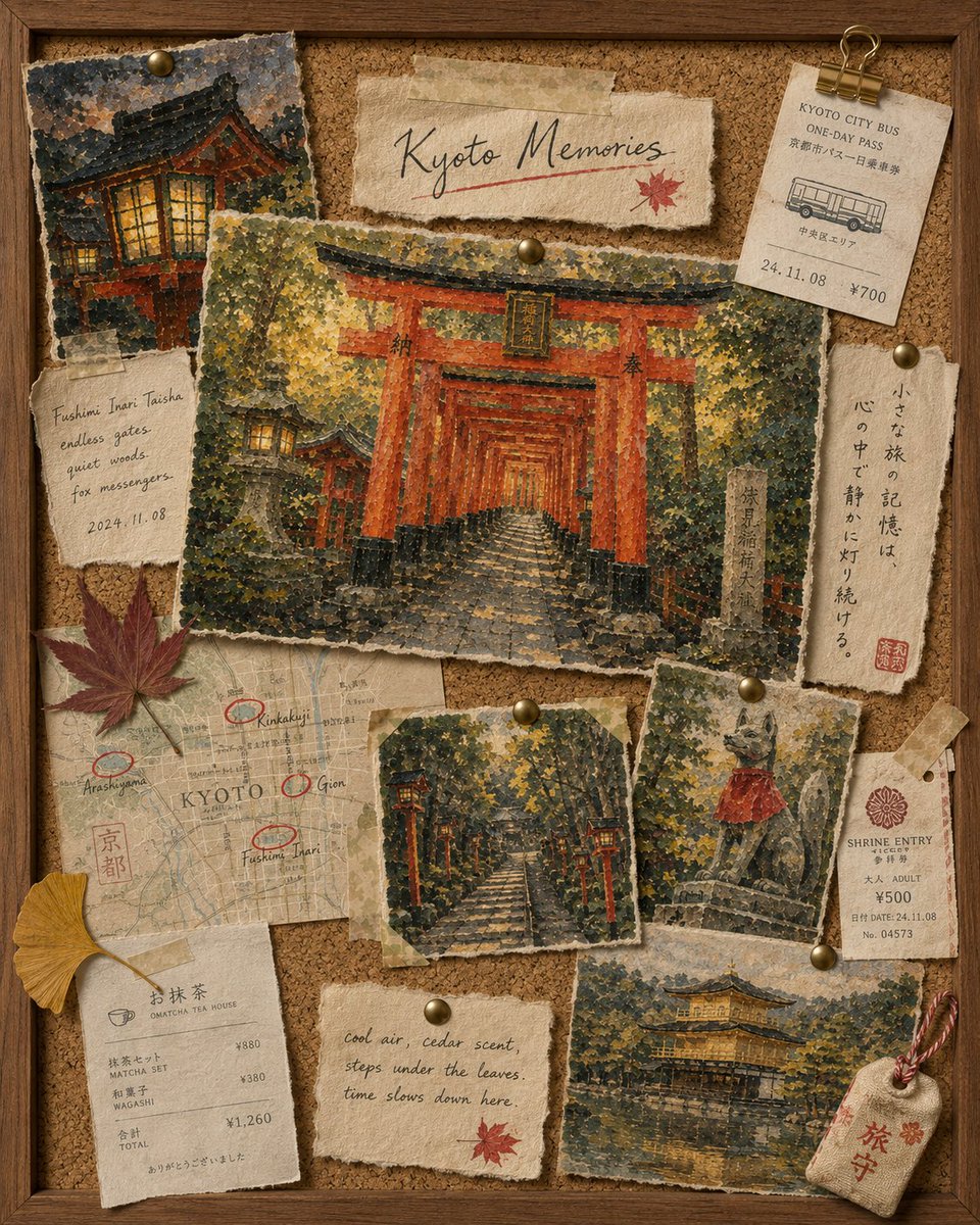 Social Media Post - Kyoto Memories Corkboard Collage — output 1
