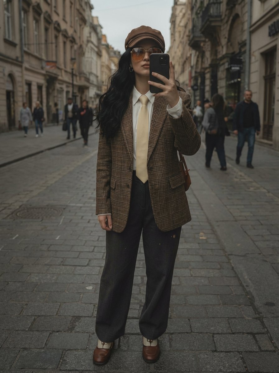 European Street Fashion Mirror Selfie Prompt — output 1