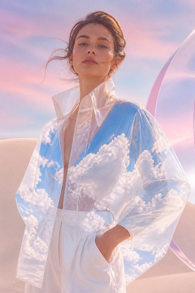 Social Media Post - Transparent Sky Jacket Fashion — output 1