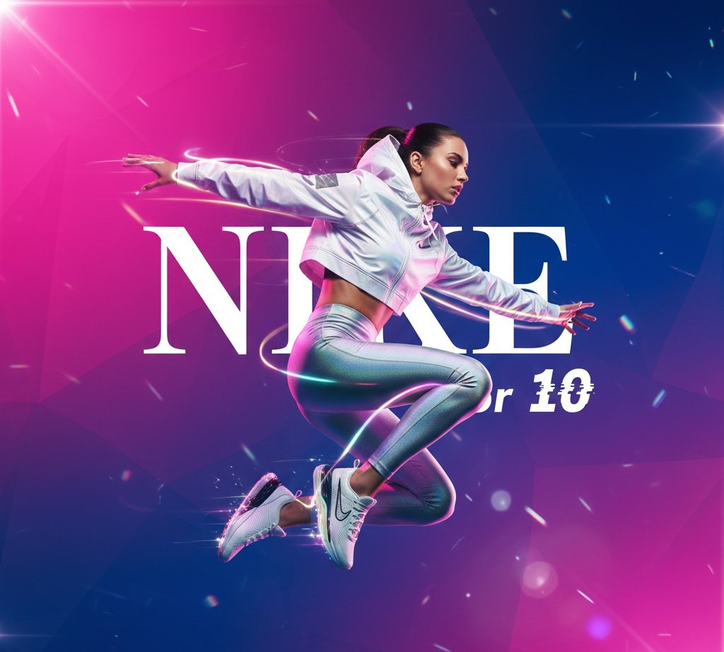 Futuristic Nike Fashion Ad with Light Trails — output 1