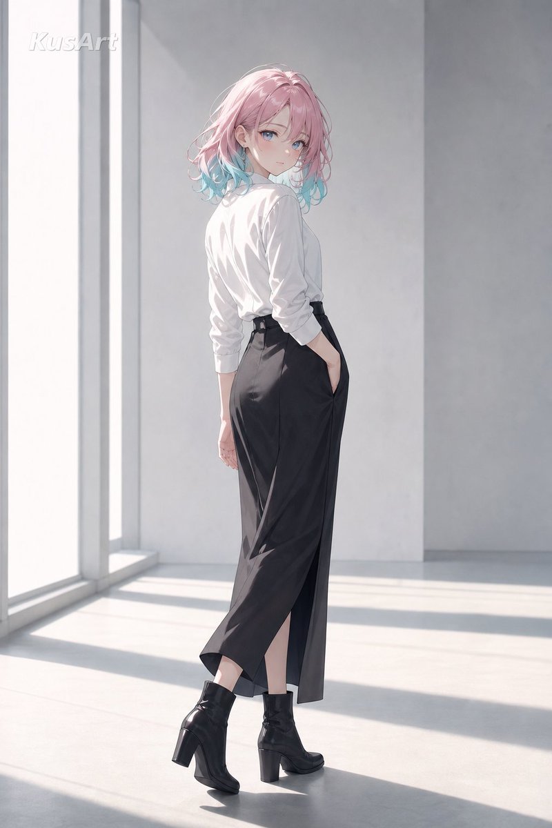 Profile / Avatar - Anime Girl in Cross-Leg Fashion Pose — output 1