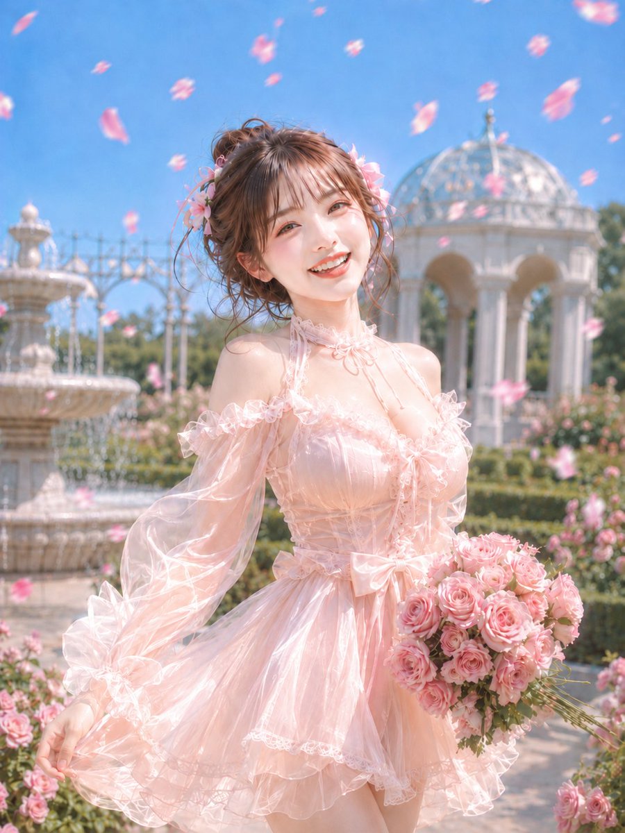 Social Media Post - Pink Rose Garden Portrait — output 1