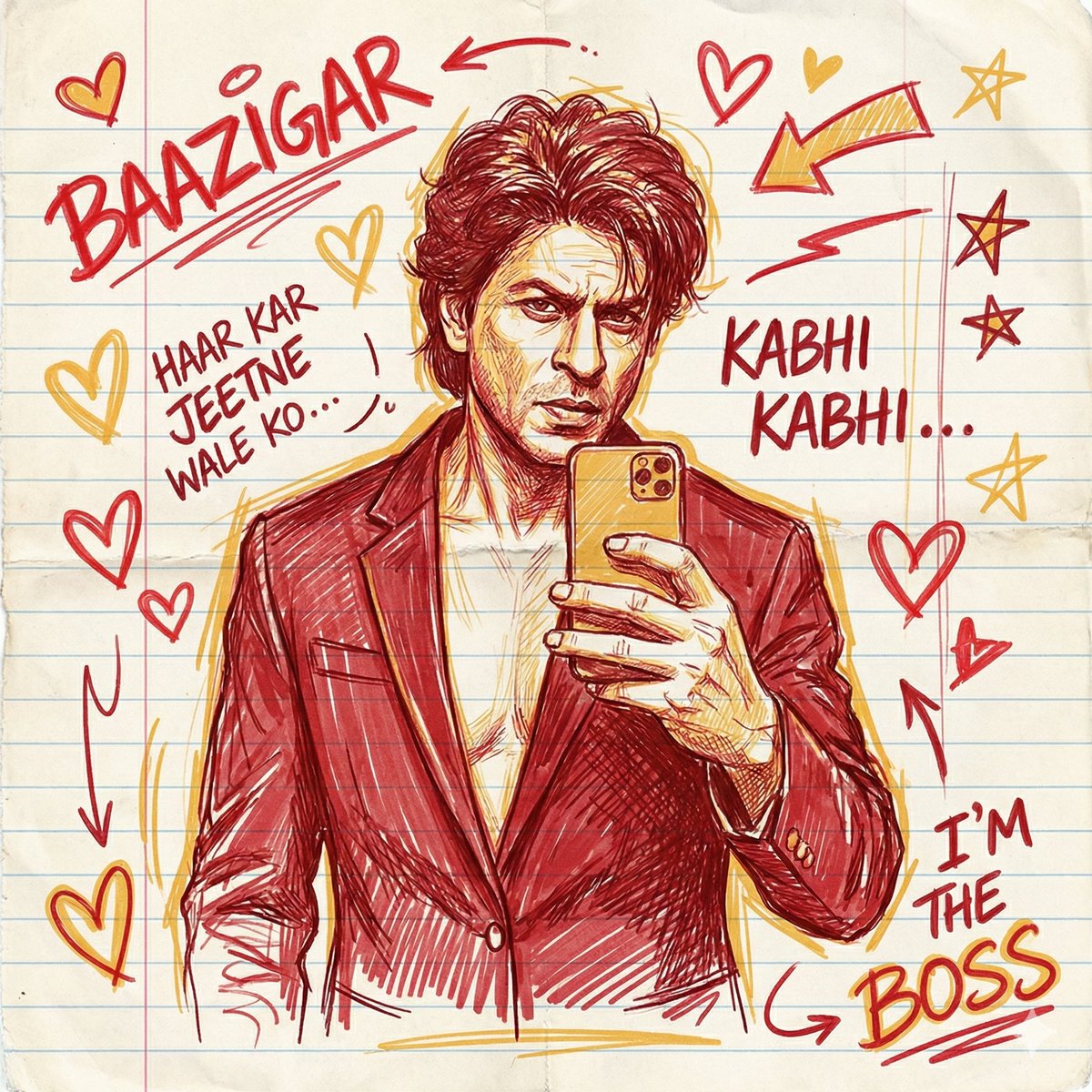 Hand-Sketched Pop-Art Illustration of Shah Rukh Khan — output 1