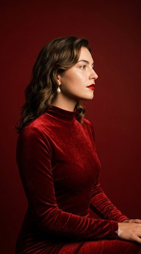 Profile / Avatar - Crimson Velvet Studio Portrait — output 1