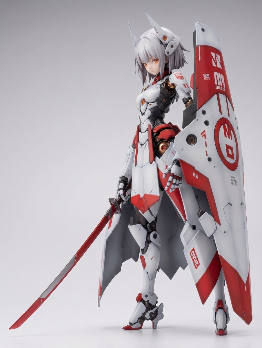 Game Asset - KNIGHT MECHA GIRL Figure Generation Prompt — output 1