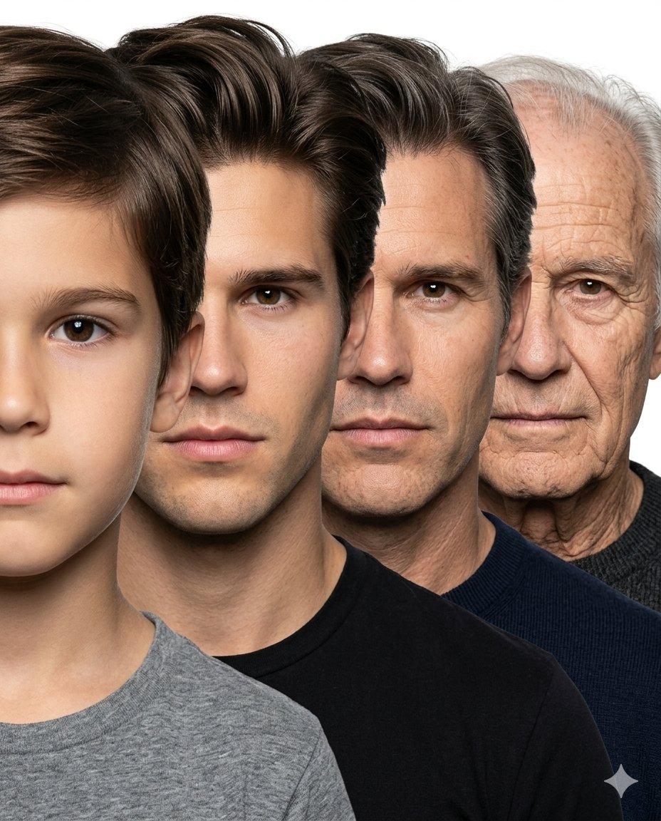 Infographic / Edu Visual - Male Age Progression Portrait — output 1