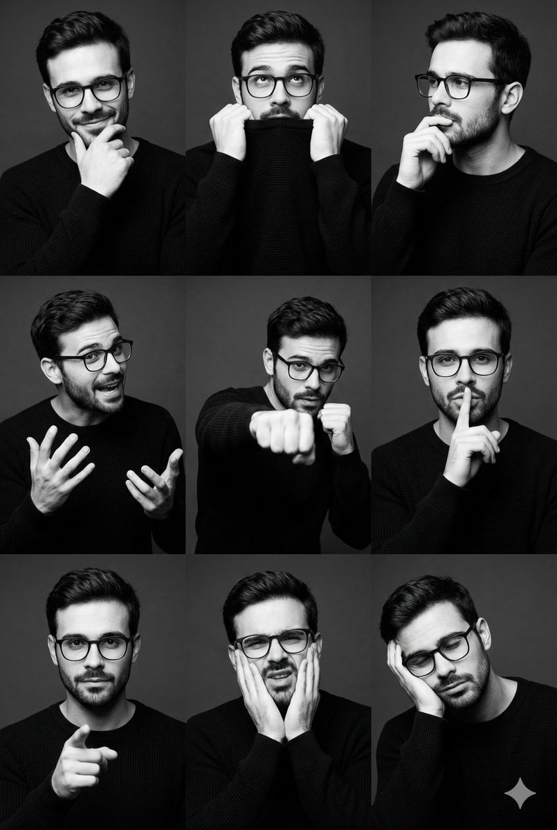 Profile / Avatar - Black and White Male Editorial Portrait Collage JSON Prompt — output 1