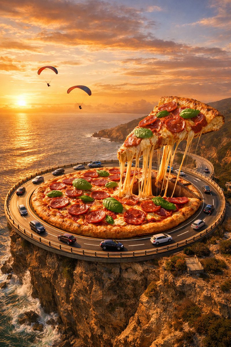 Surreal Food Photography: Pizza Roundabout — output 1