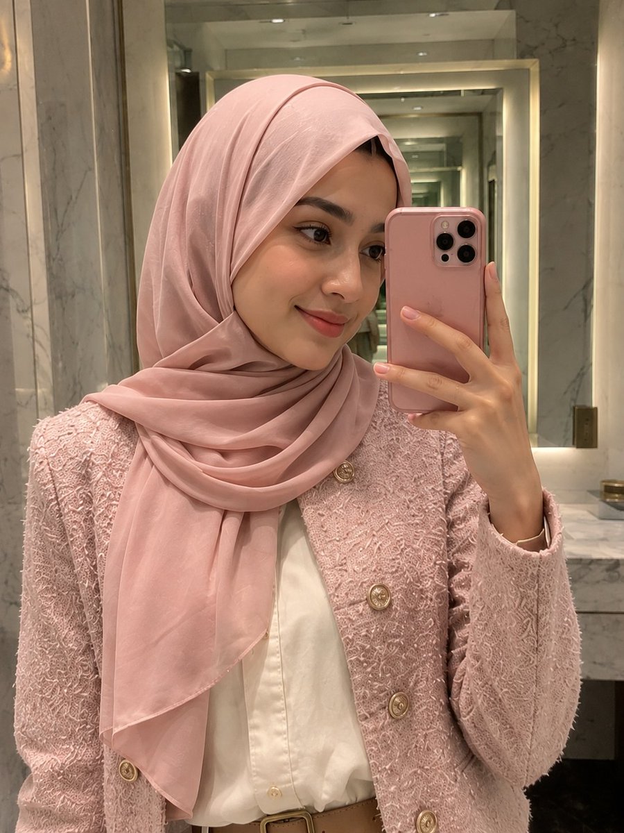 Profile / Avatar - Pink Hijab Mirror Selfie Portrait — output 1