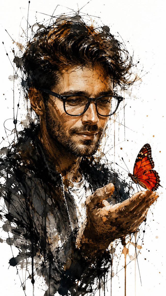 Comic / Storyboard - Ink and Watercolor Butterfly Portrait — output 1