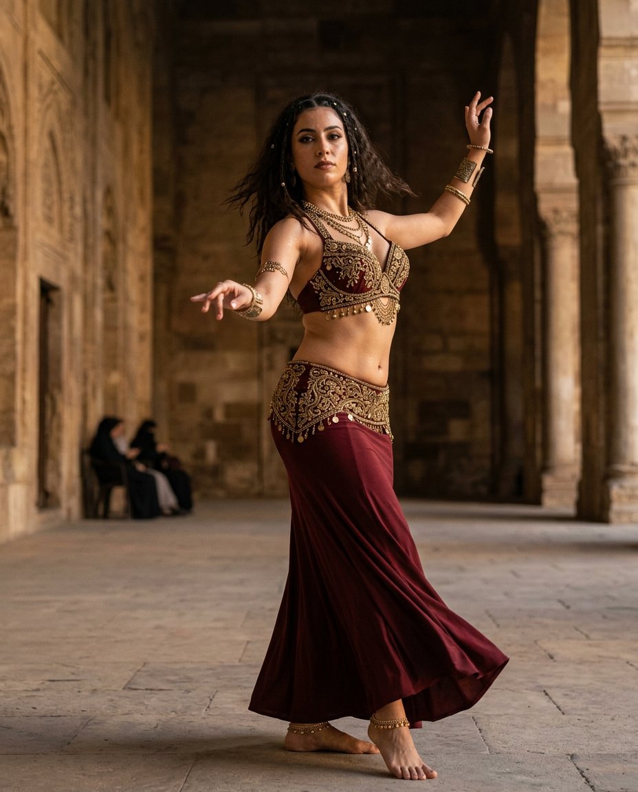 Product Marketing - Luxury Belly Dancer Editorial in Historic Hall — output 1
