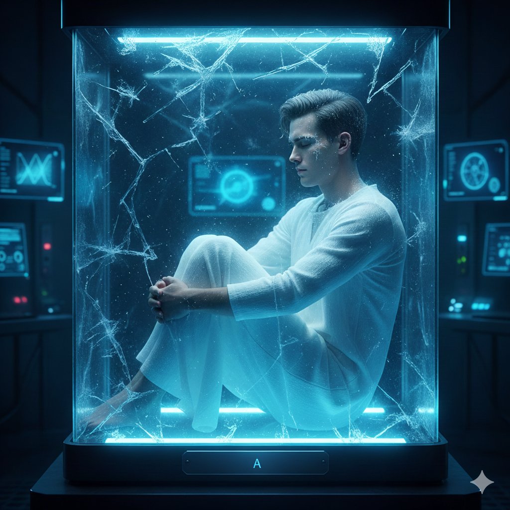 Game Asset - Sci-Fi Cinematic Image: Man in Cryo-Chamber — output 1