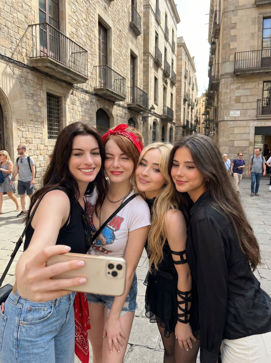Profile / Avatar - Group Selfie of Four Women in Barcelona — output 1