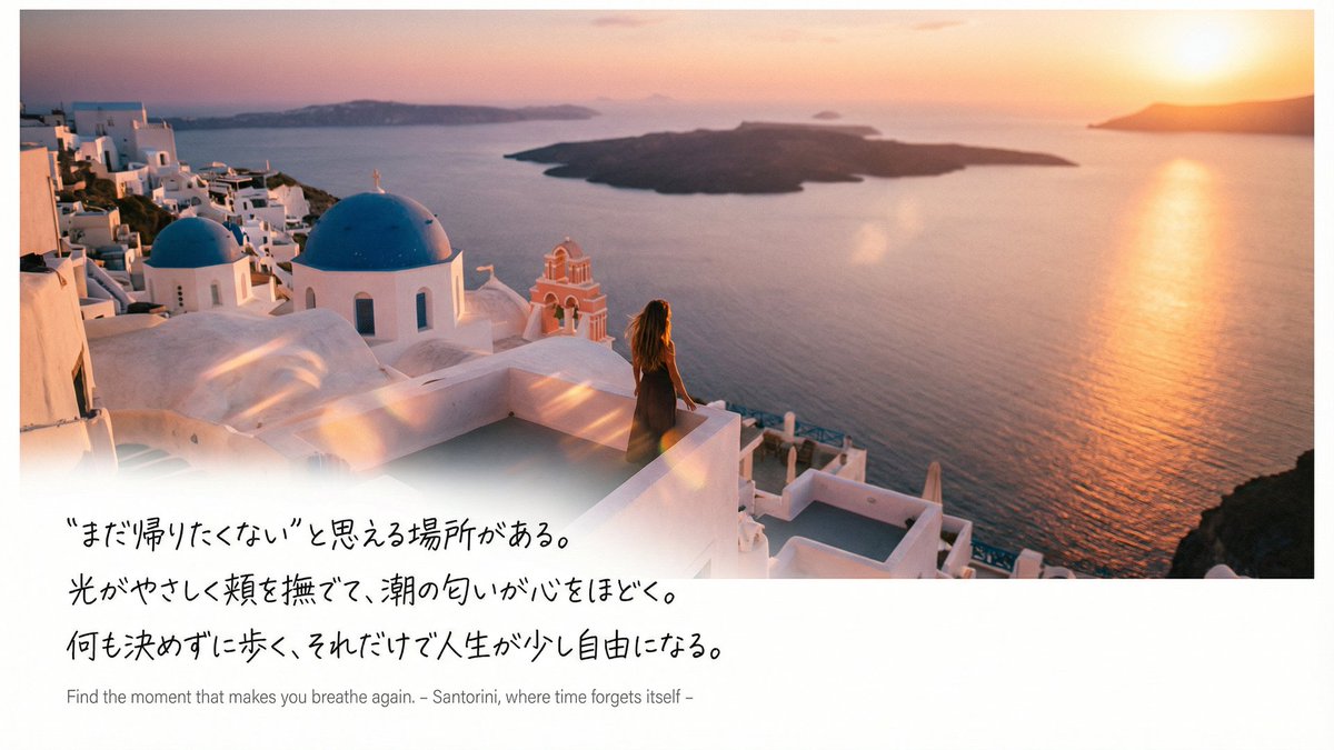 Emotional Sea Journey Thumbnail Design Prompt (Santorini) — output 1