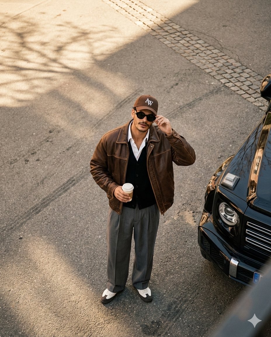 High-Angle Editorial Street-Style Photo — output 1