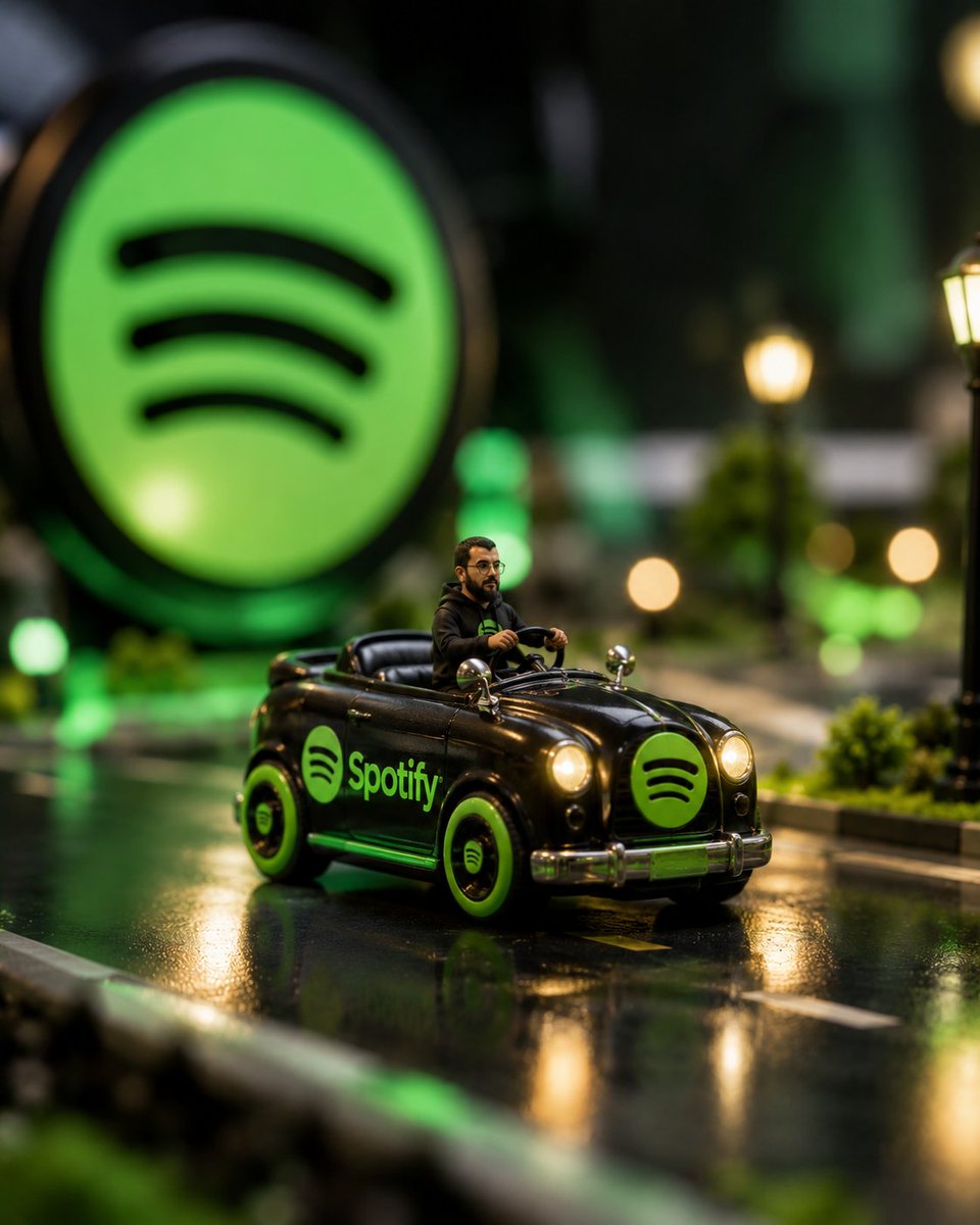 Product Marketing - Spotify Miniature Car Ad Scene — output 1