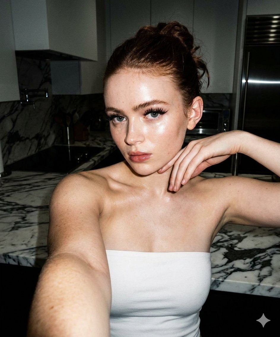 Profile / Avatar - High-Contrast Selfie Photo Prompt in Modern Kitchen — output 1