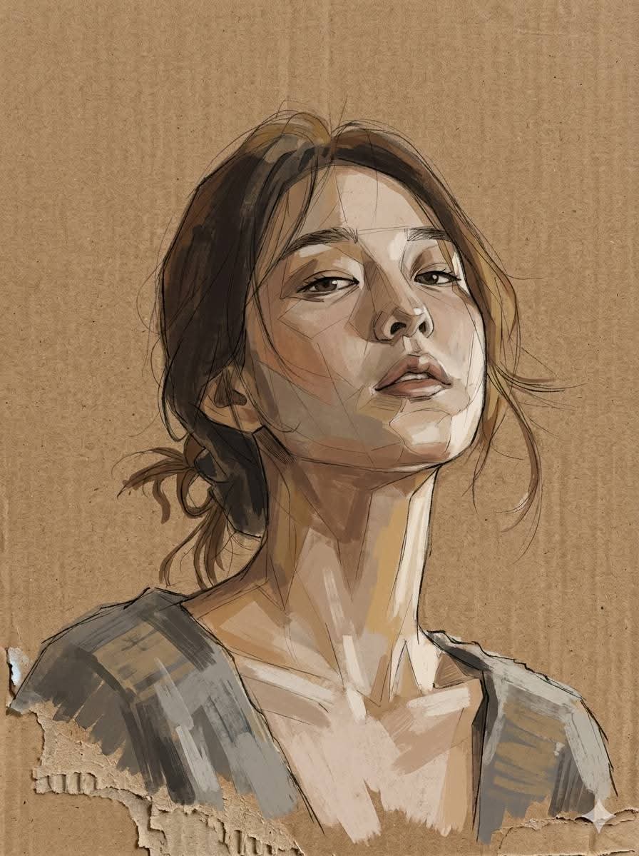 Profile / Avatar - Cardboard Mixed Media Portrait — output 1