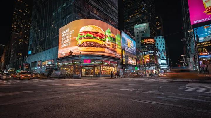 Cyber-Urban Night Cityscape with Hyper-Realistic Billboard Ad — output 1