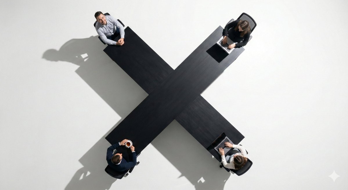 Product Marketing - Top-Down Flat Lay of Custom-Shaped Conference Table — output 1