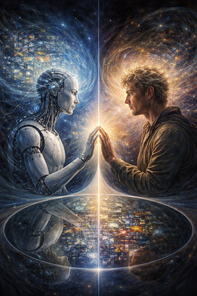 Philosophical AI Reflection Painting Prompt — output 1