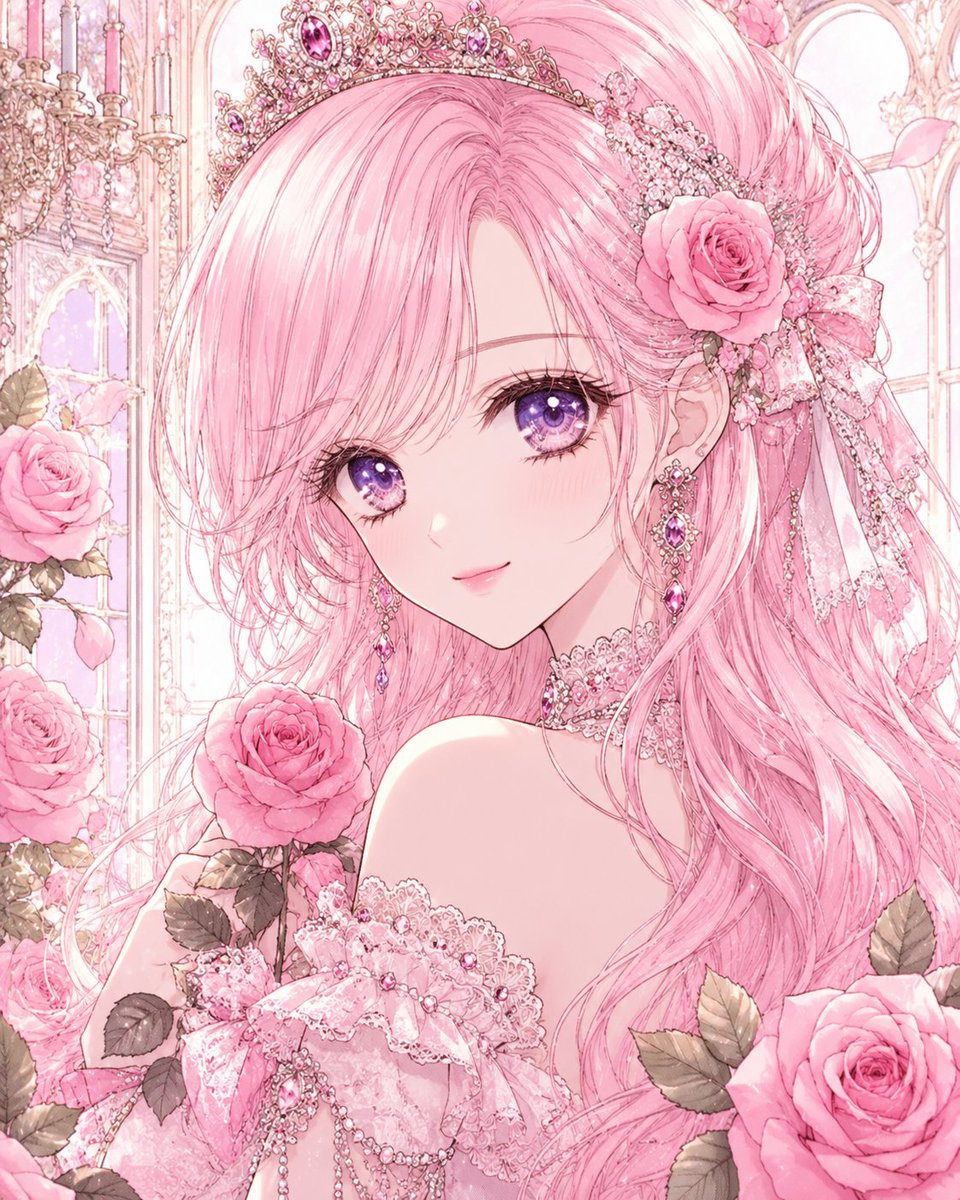 Profile / Avatar - Pastel Pink Rose Princess Portrait — output 1
