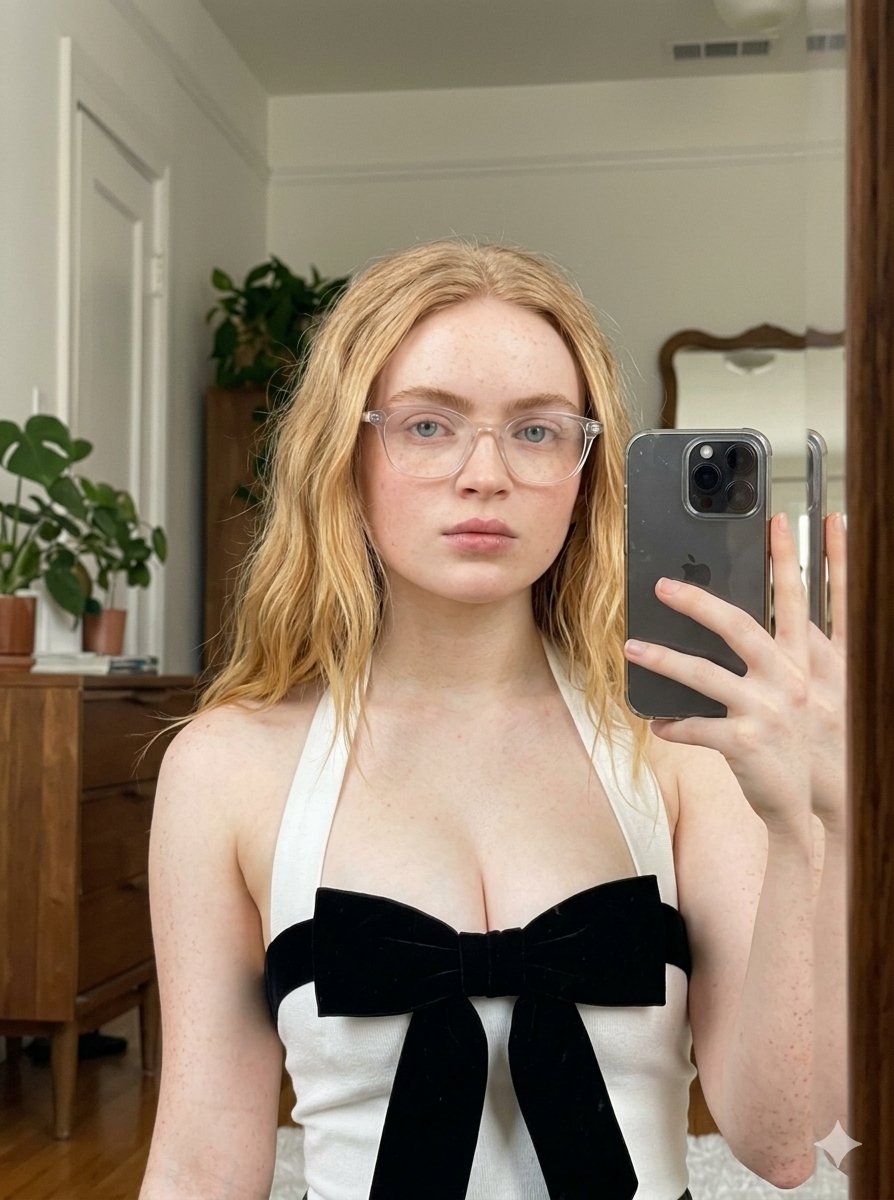 Profile / Avatar - Elegant Monochromatic Mirror Selfie — output 1