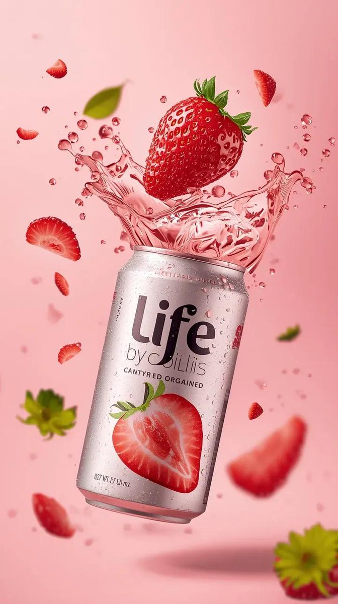 E-commerce Main Image - High-Speed Beverage Ad with Strawberry Splash — output 1