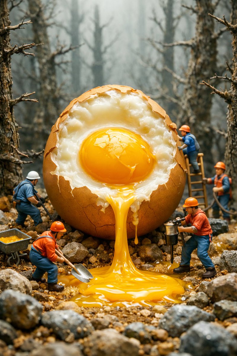 Game Asset - Surreal Miniature Egg Art Scene Prompt — output 1
