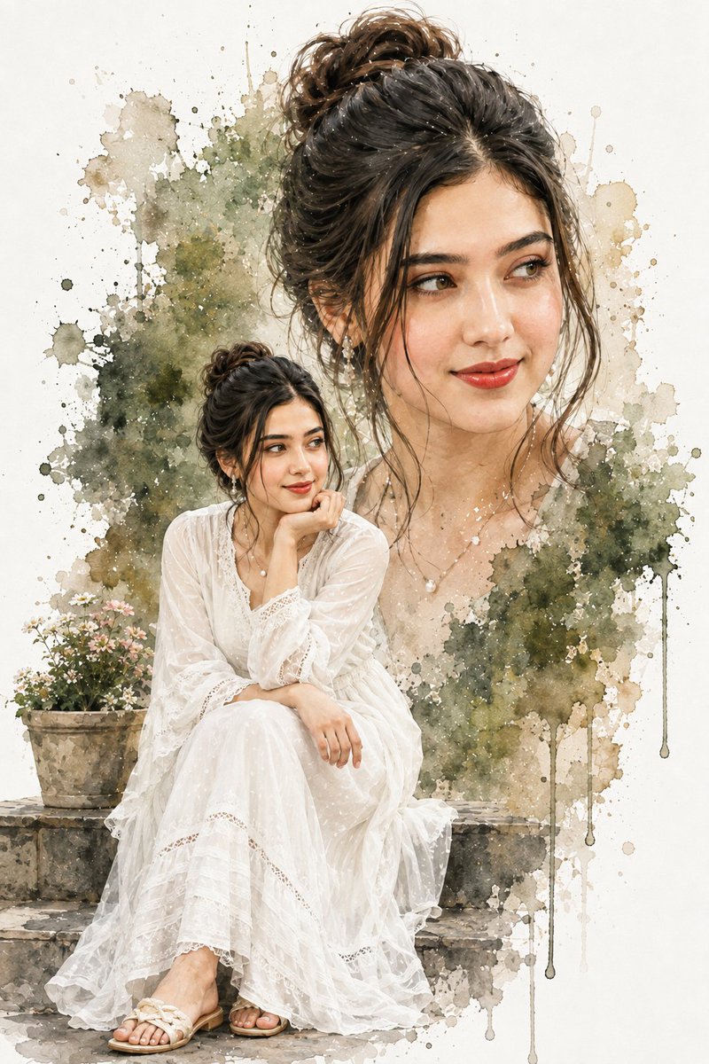 Profile / Avatar - Double Exposure Watercolor Woman Portrait — output 1
