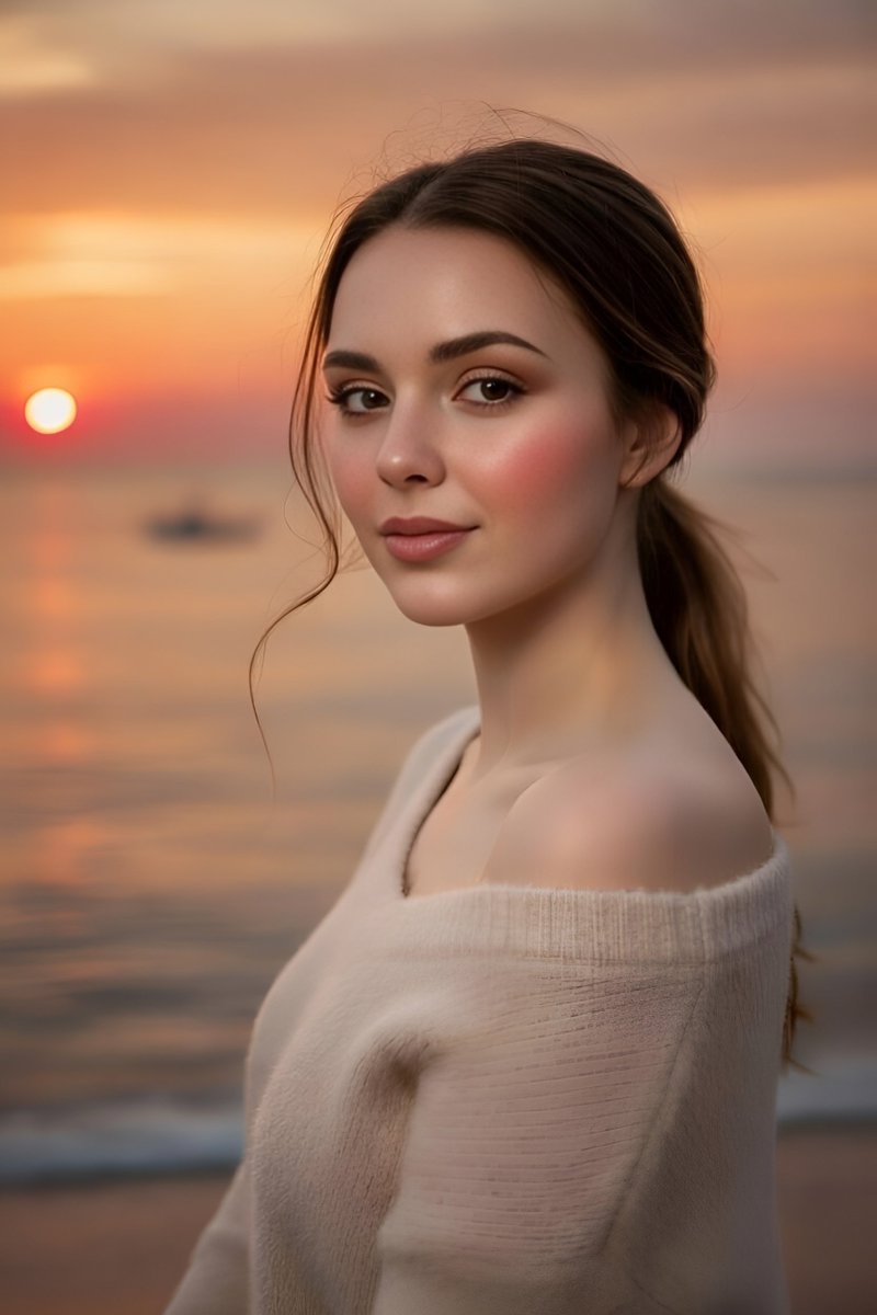 Identity-Locked Golden Hour Beach Portrait — output 1