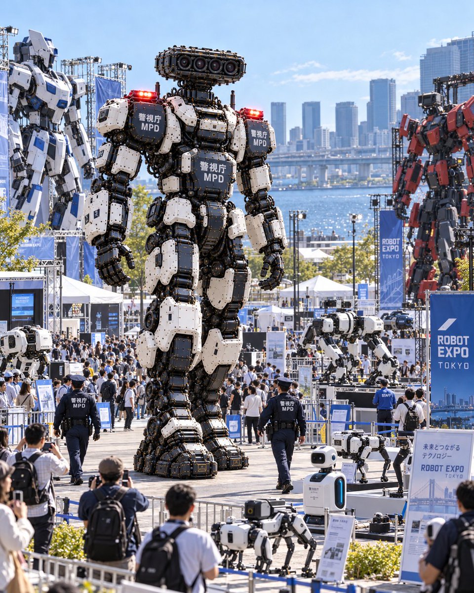 Social Media Post - Giant Police Robots at Tokyo Robot Expo