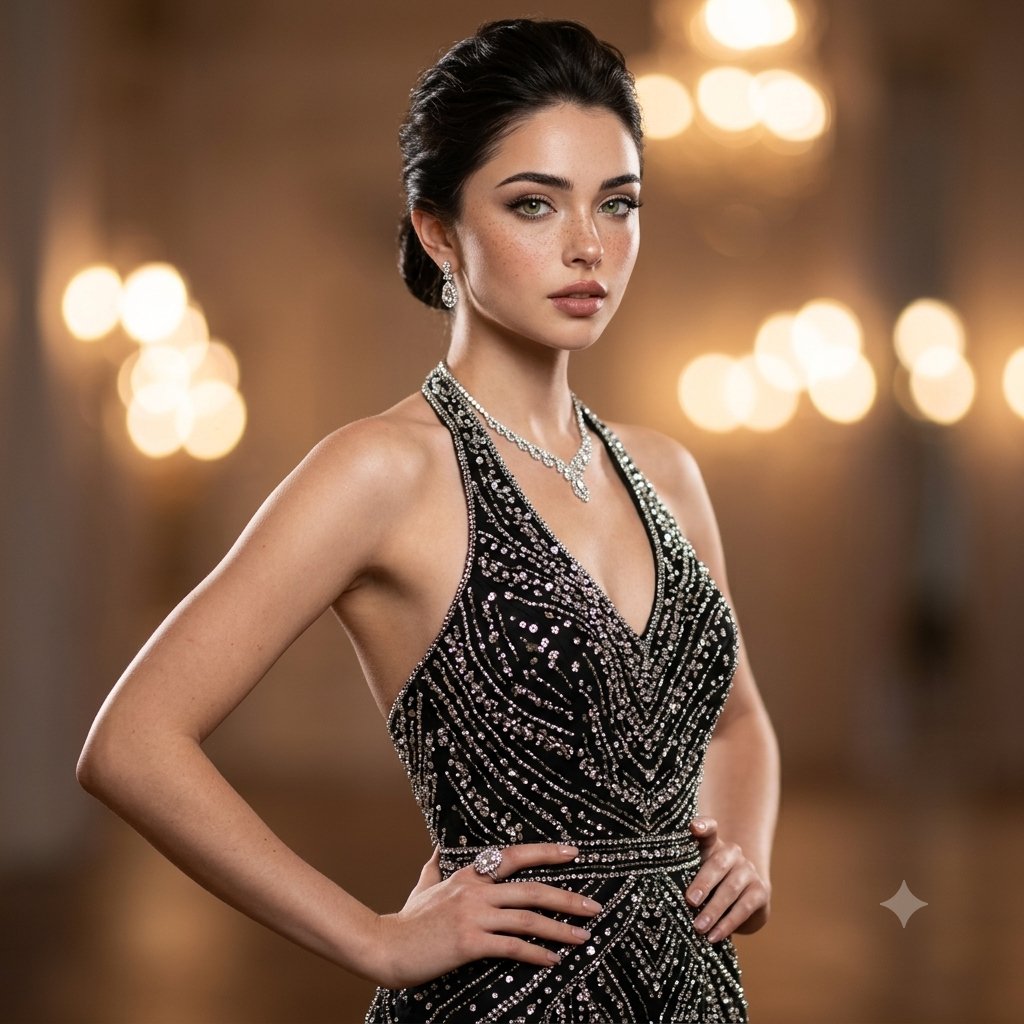 Product Marketing - High Fashion Sparkling Black Dress — output 1