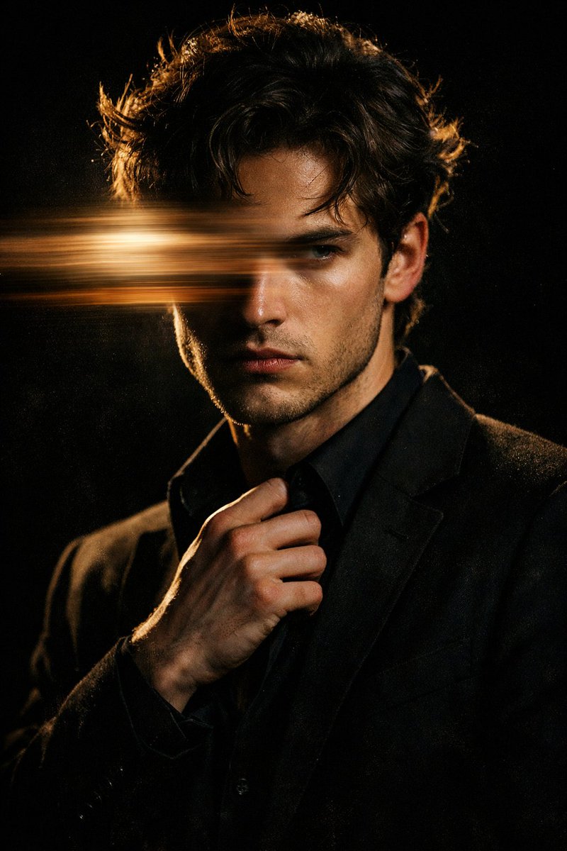 Moody Cinematic Portrait with Motion Blur and Directional Lighting — output 1