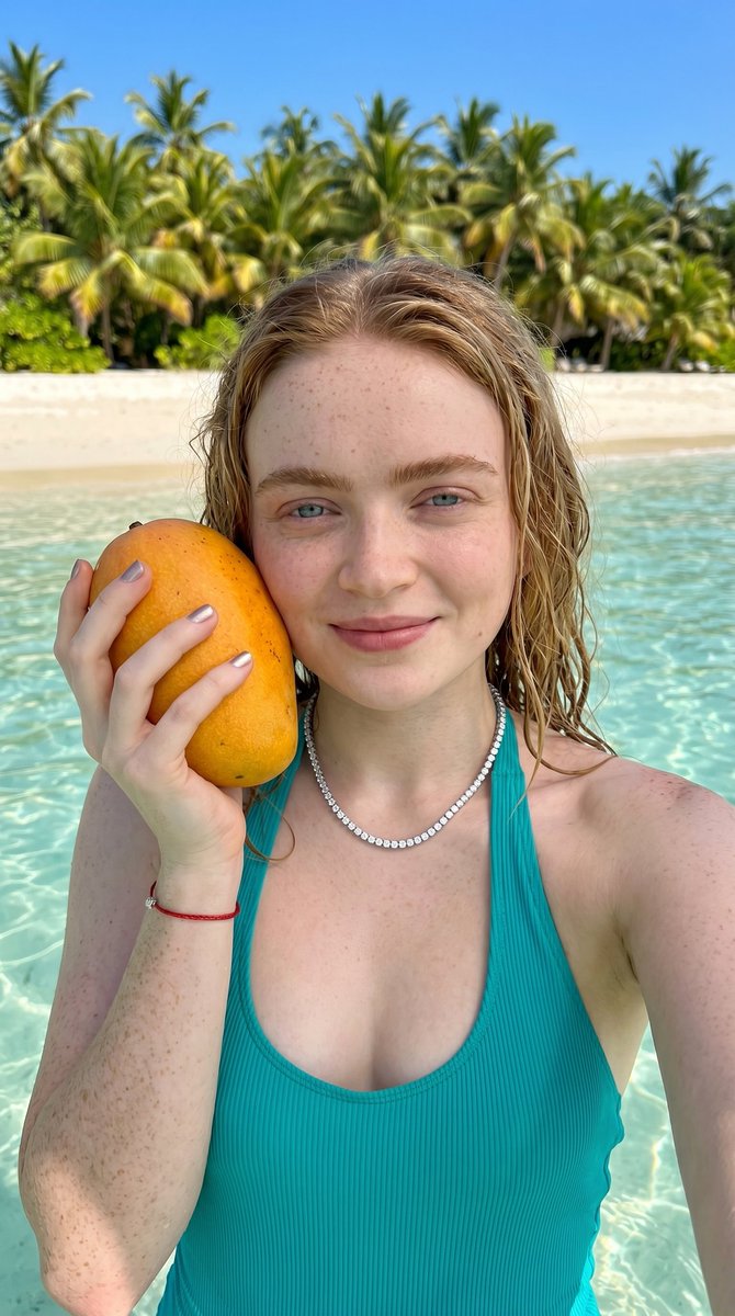 Profile / Avatar - Tropical Beach Mango Selfie Portrait — output 1