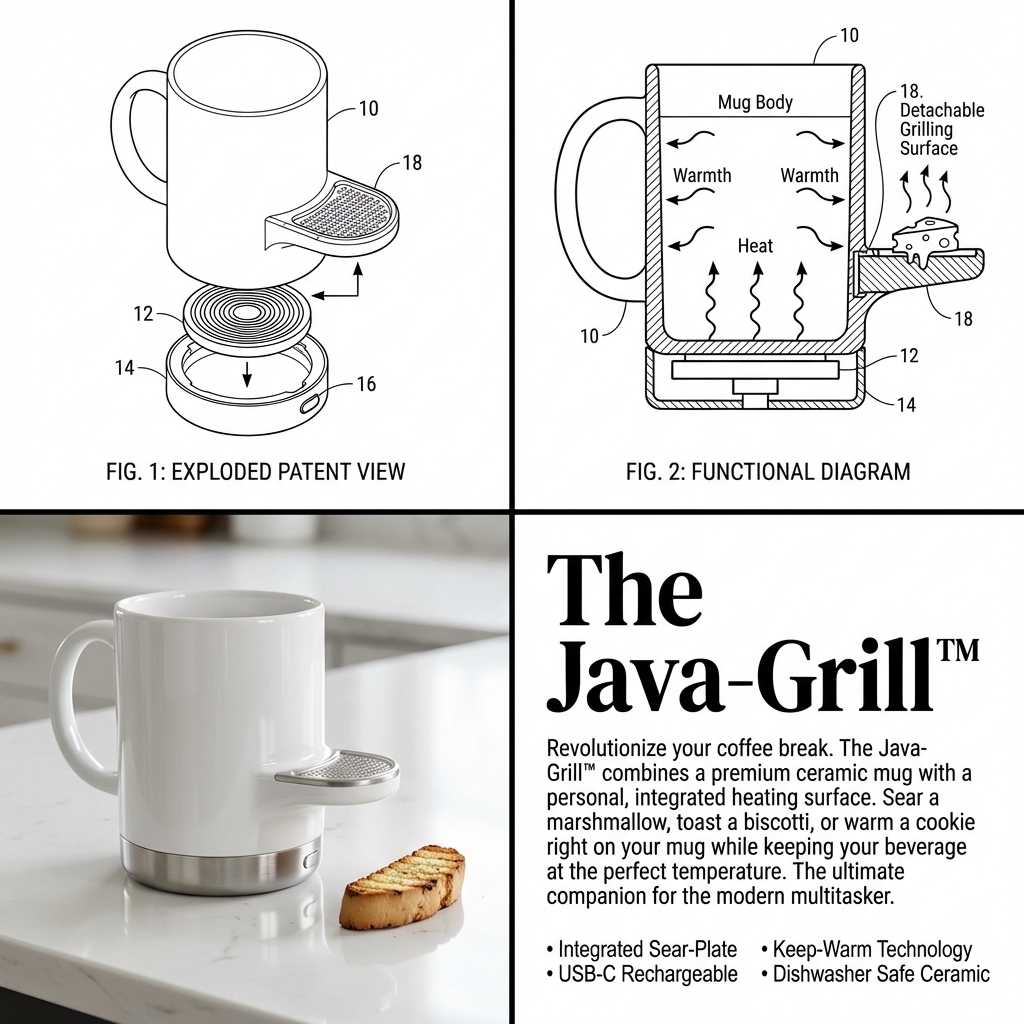 Infographic / Edu Visual - 2x2 Grid Product Invention Visualization (Patent/Marketing) — output 1