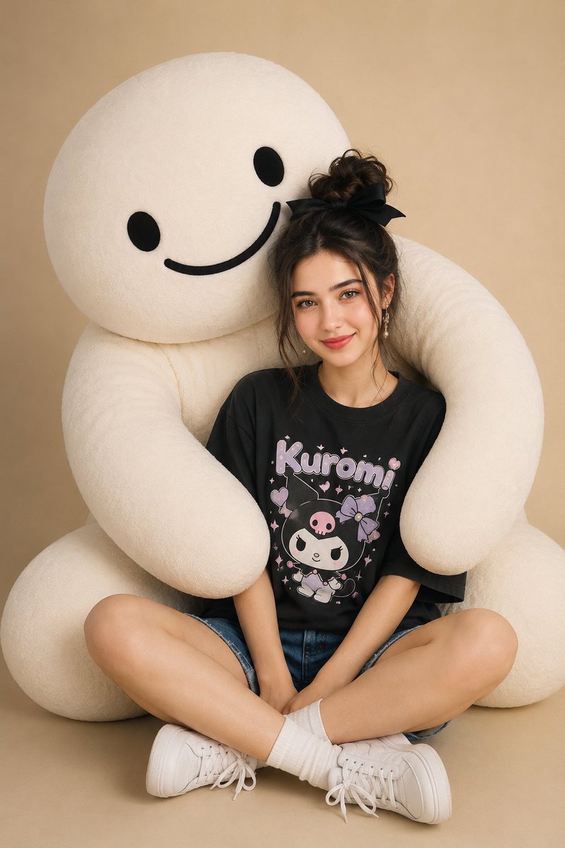 Profile / Avatar - Woman with Giant Plush Mascot — output 1