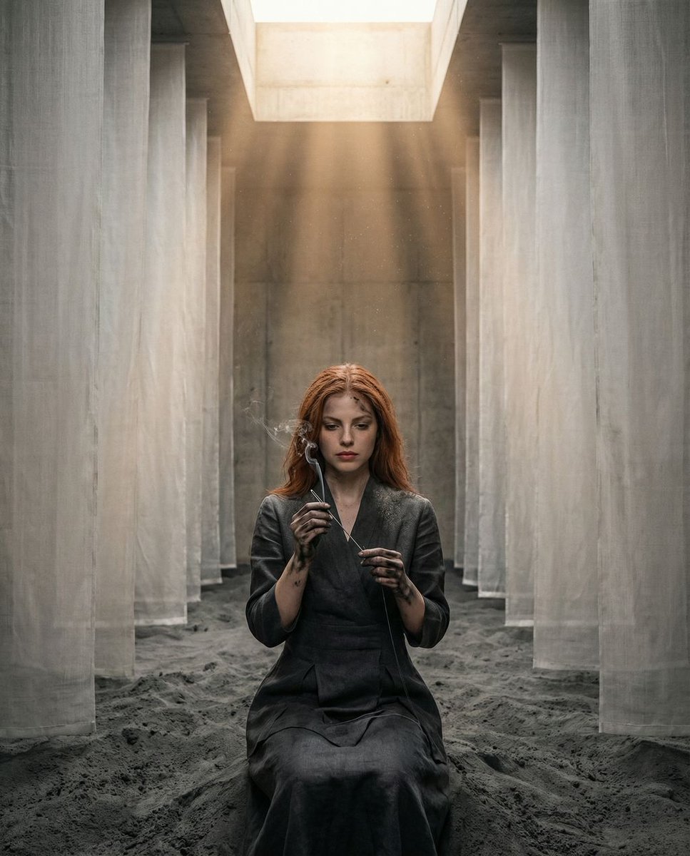 The Symmetrical Ash Ritual: Hyper-Realistic Brutalist Portrait — output 1