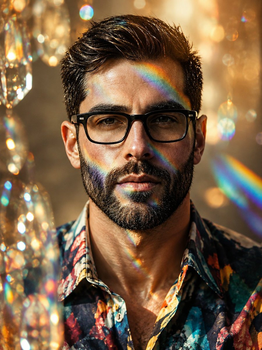 Social Media Post - Prismatic Fashion Portrait with Rainbow Refractions — output 1