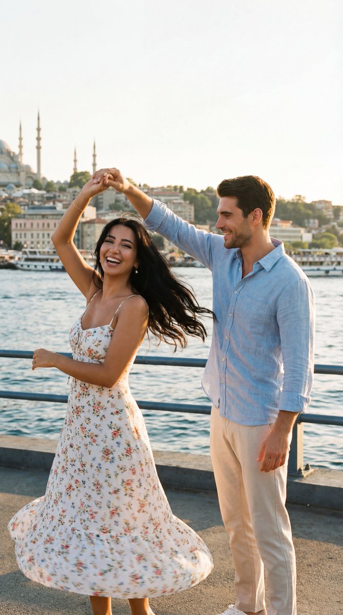 Social Media Post - Cinematic Romance: Couple Dancing at Istanbul Sunset — output 1