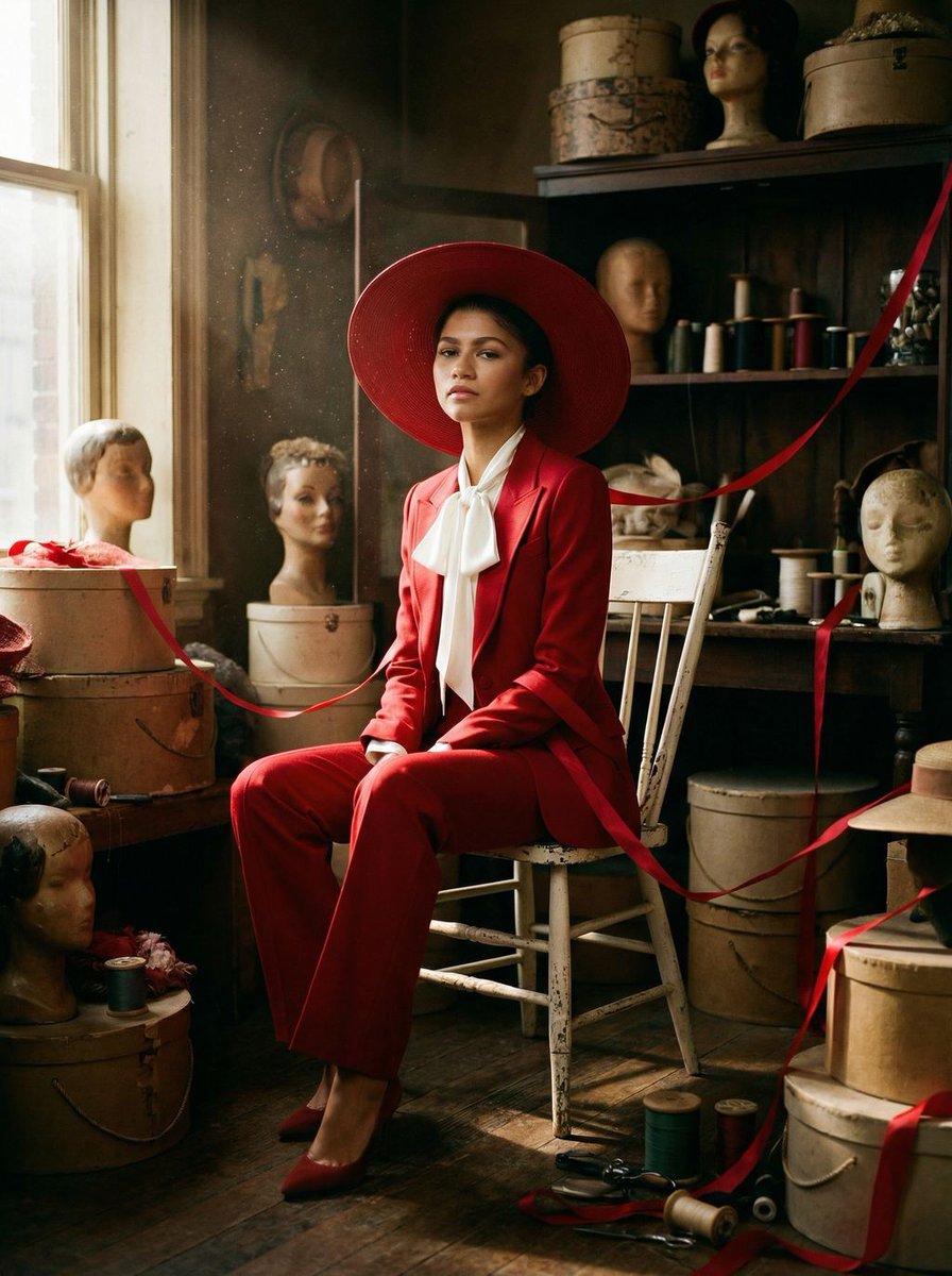 Product Marketing - Zendaya Crimson Archive Fashion Editorial Prompt — output 1