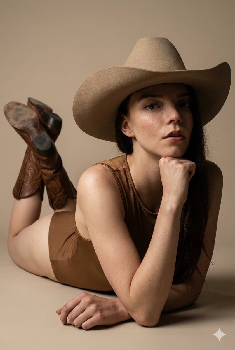 Raw Editorial Fashion Portrait with Cowboy Hat and Boots — output 1