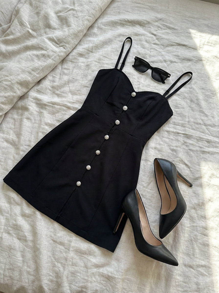 Clothing laid out separately on a bed — output 1