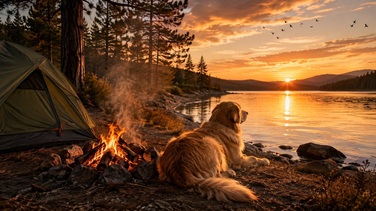 Social Media Post - Golden Retriever Mountain Sunset Photography — output 1